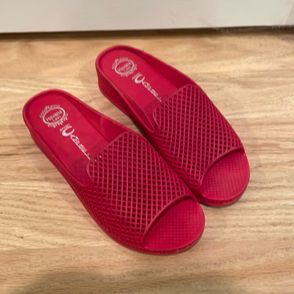 Jeffery Campbell Red Wedge Pool Slides - image 2